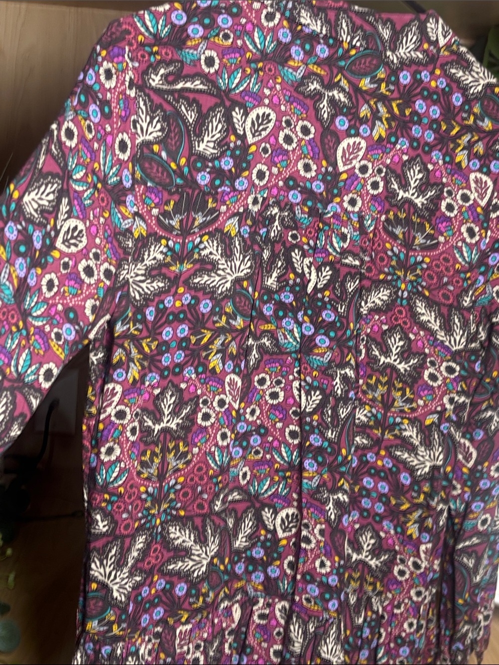 Anthropologie Purple Multicolor Floral Button-Front Blouse - Picture 6 of 10